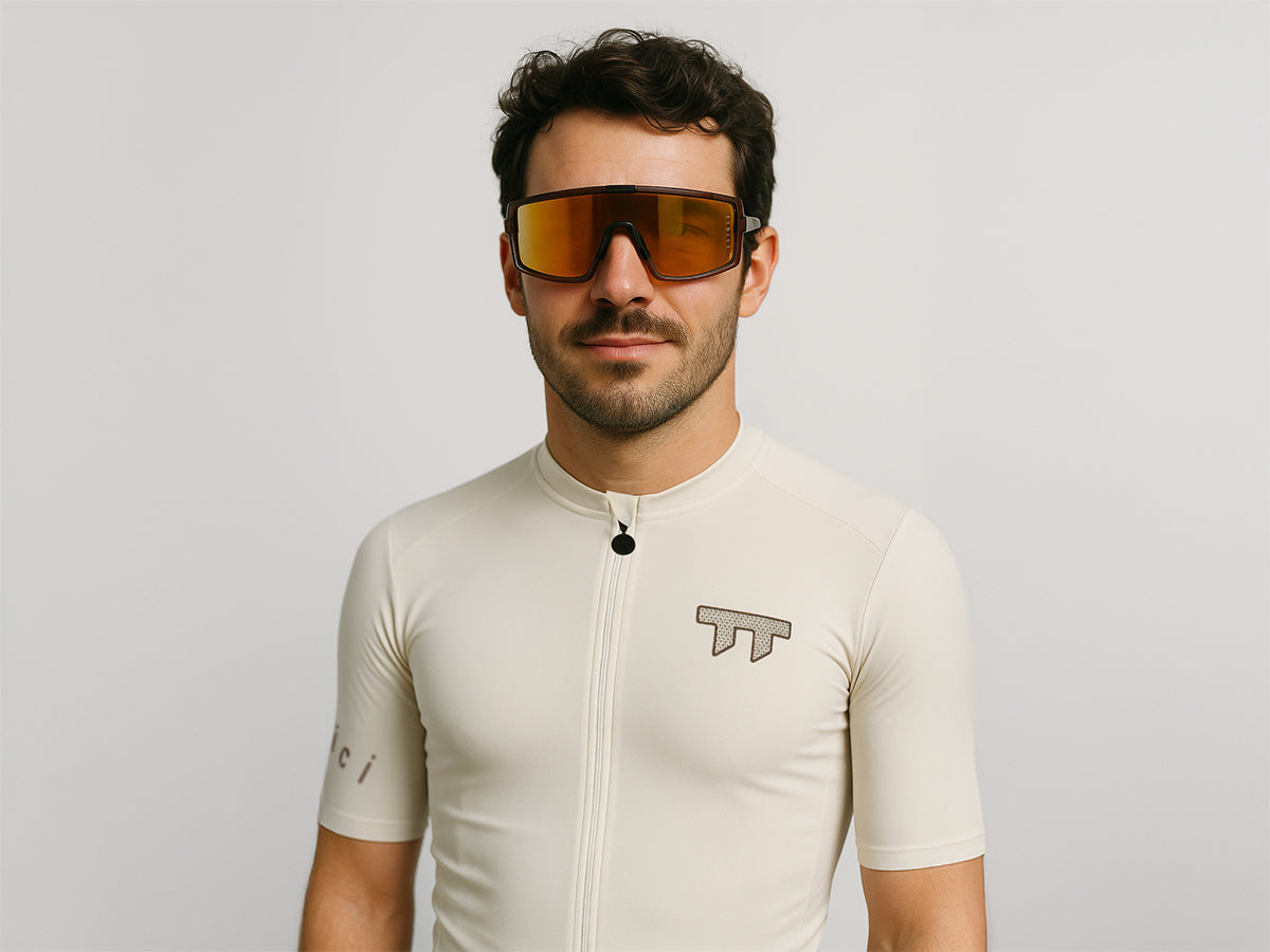 E-1 Cycling Sunglasses 騎行運動眼鏡 / 霧棕色+鏡面金鏡片 (CAT3)