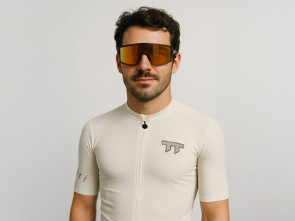 E-1 Cycling Sunglasses 騎行運動眼鏡 / 霧棕色+鏡面金鏡片 (CAT3)