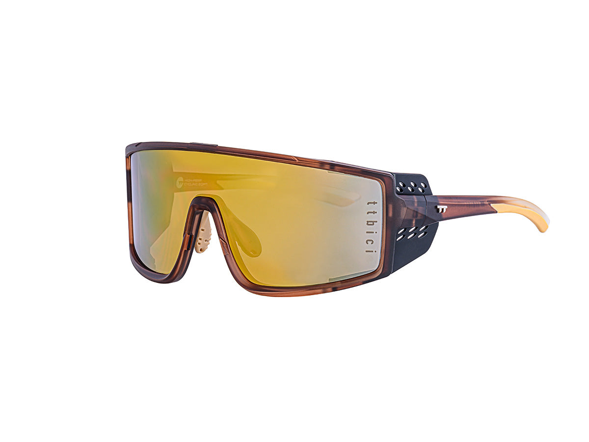 E-1 Cycling Sunglasses 騎行運動眼鏡 / 霧棕色+鏡面金鏡片 (CAT3)