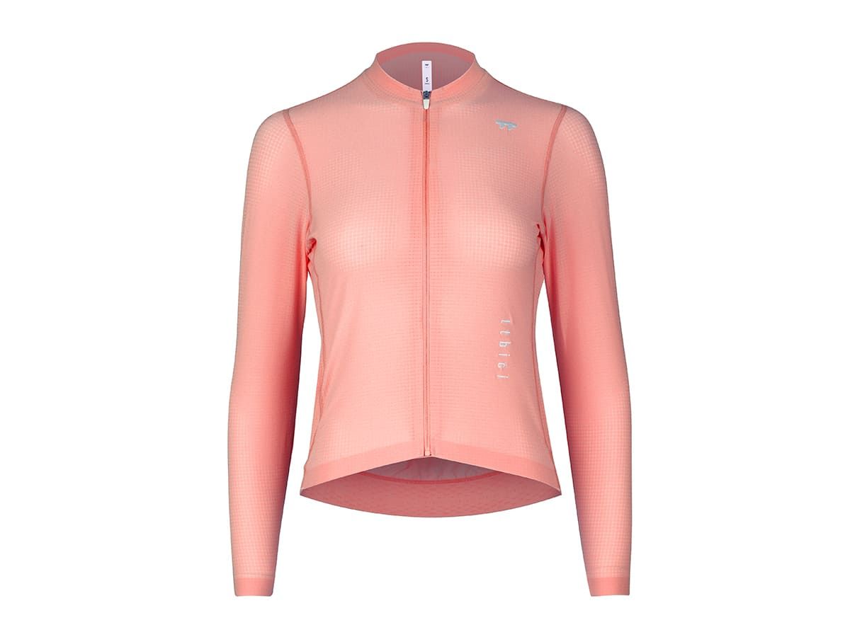 เสื้อปั่นจักรยานแขนยาวผู้หญิง รุ่น A LINE เนื้อผ้าบางเบา สีชมพู Peach