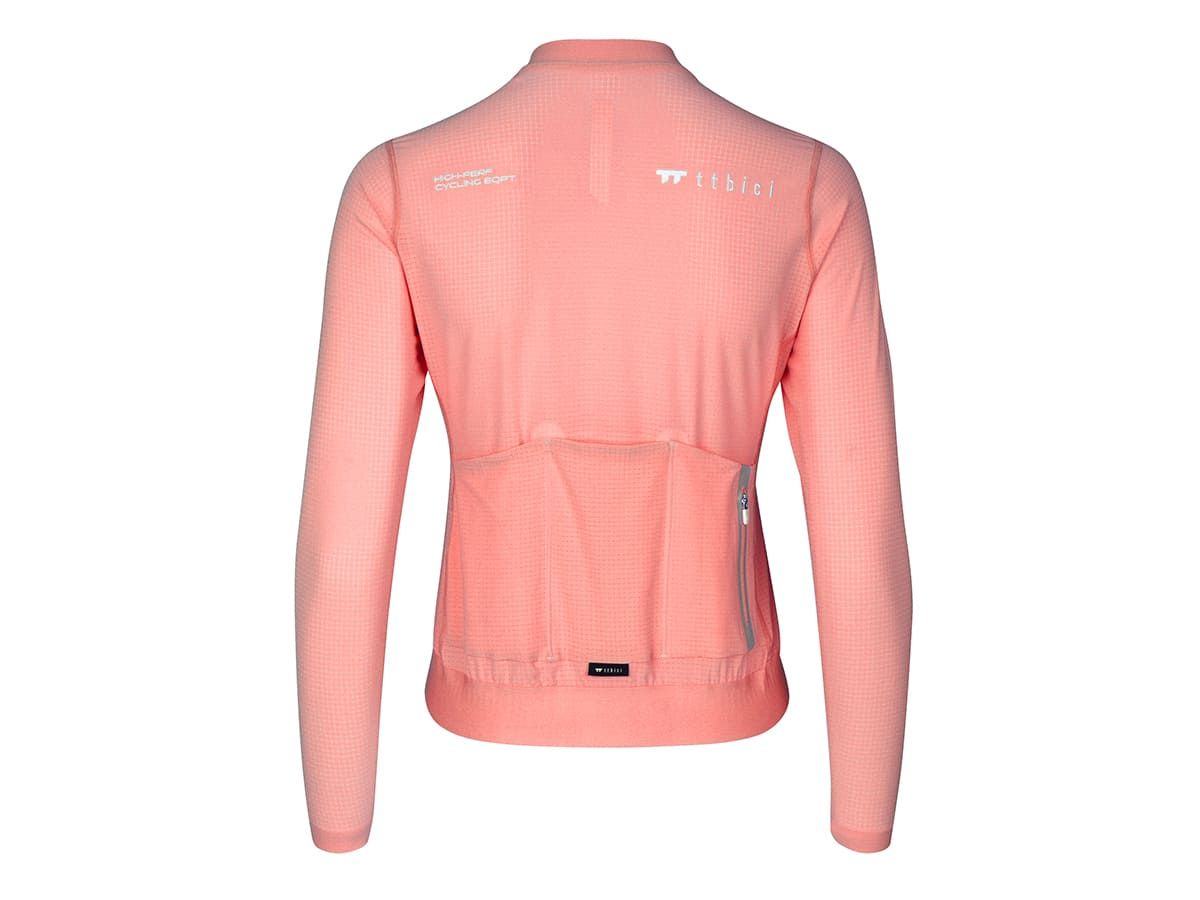 เสื้อปั่นจักรยานแขนยาวผู้หญิง รุ่น A LINE เนื้อผ้าบางเบา สีชมพู Peach