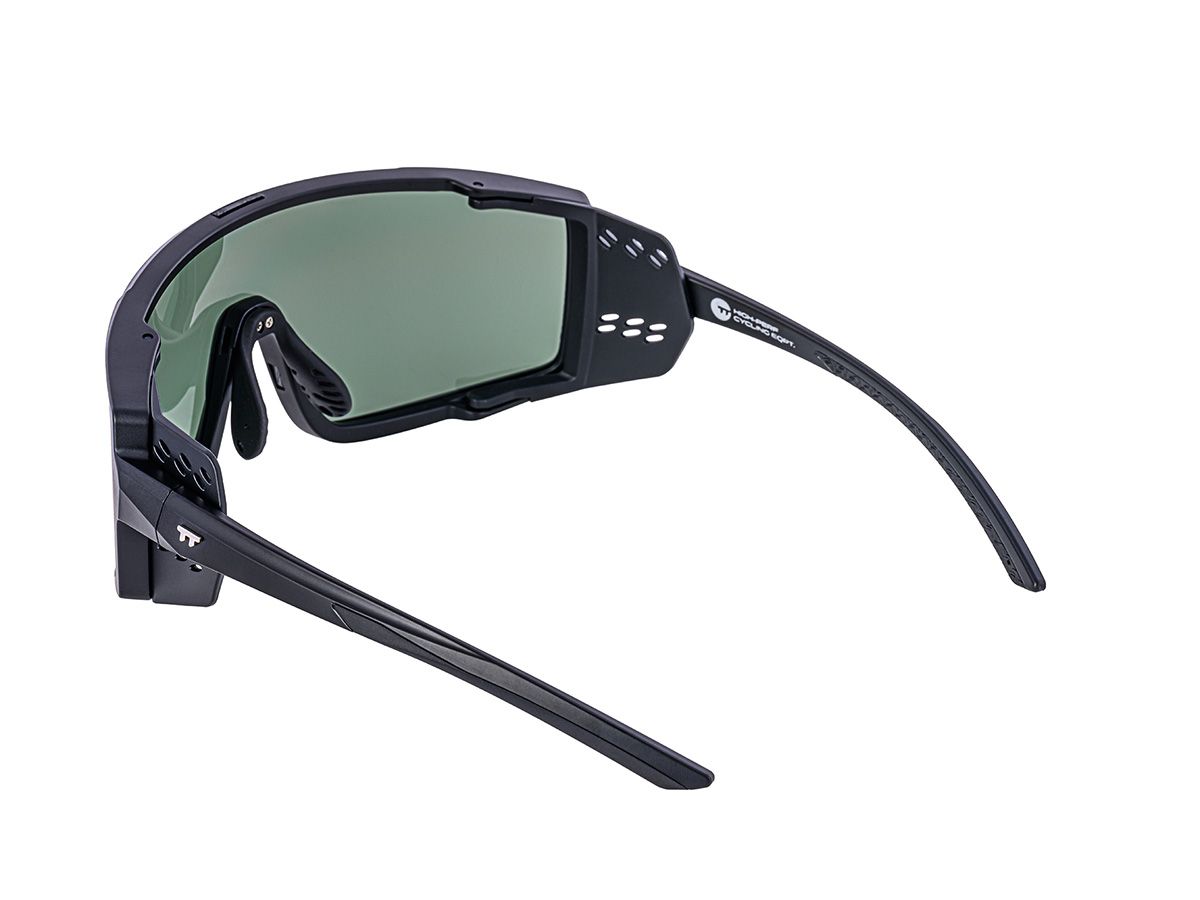 E-1 Cycling Sunglasses / Solid Black / Green Lens (CAT2)