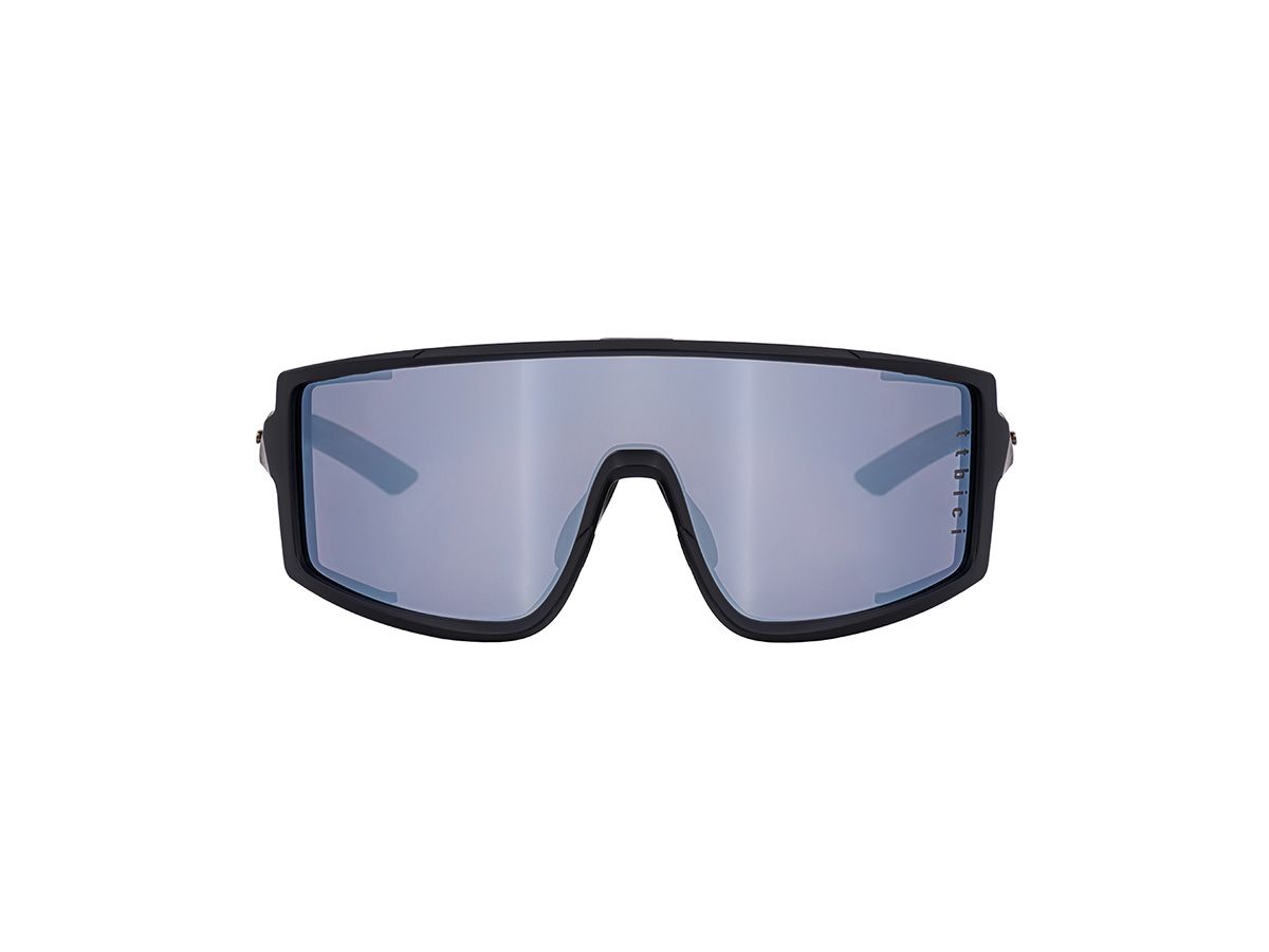 E-1 Cycling Sunglasses / Solid Black / Mirror Silver Lens (CAT3)