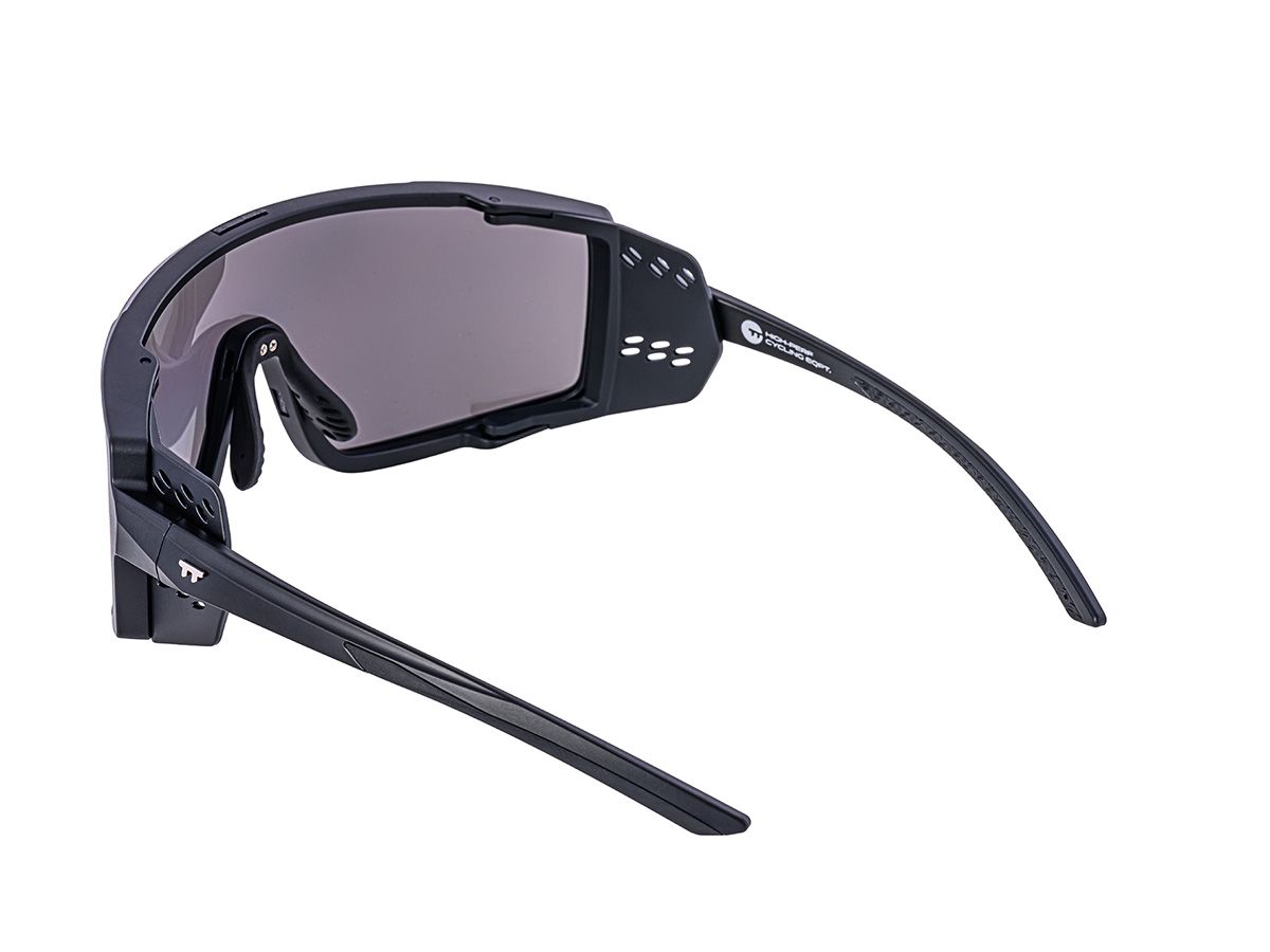 E-1 Cycling Sunglasses / Solid Black / Mirror Silver Lens (CAT3)