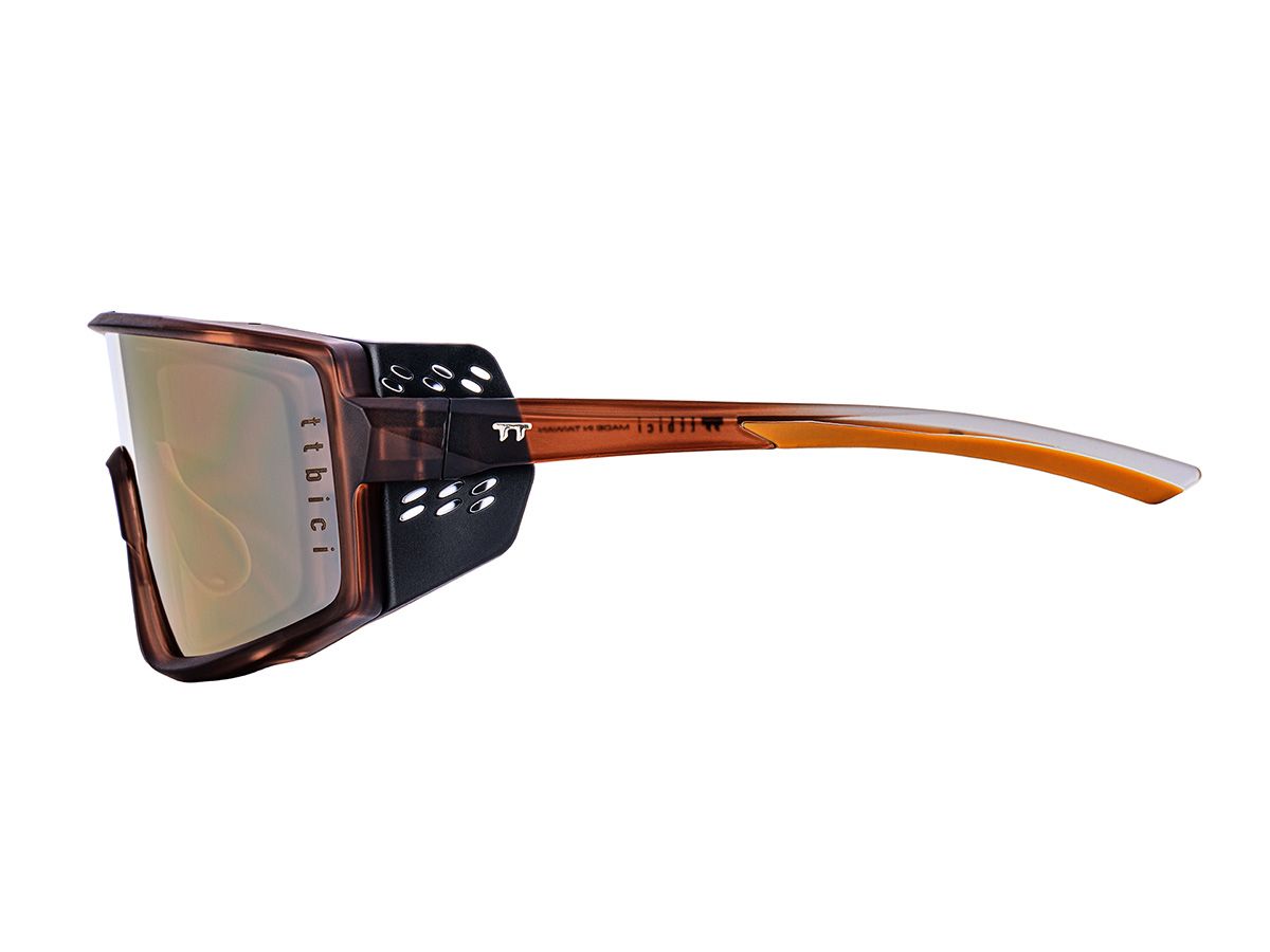 E-1 Cycling Sunglasses / Matte Brown / Mirror Gold Lens (CAT3)