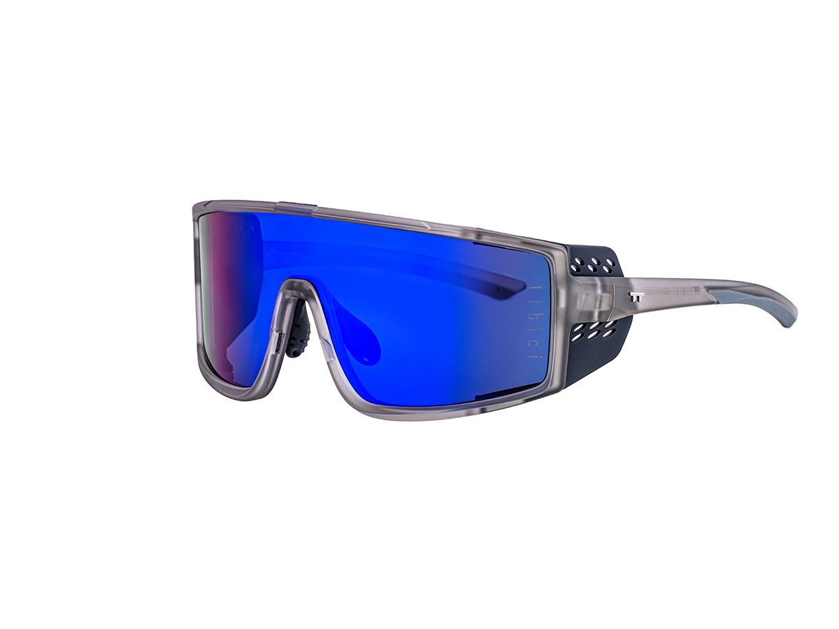 E-1 Cycling Sunglasses / Matte Grey / Mirror Blue Lens (CAT3)