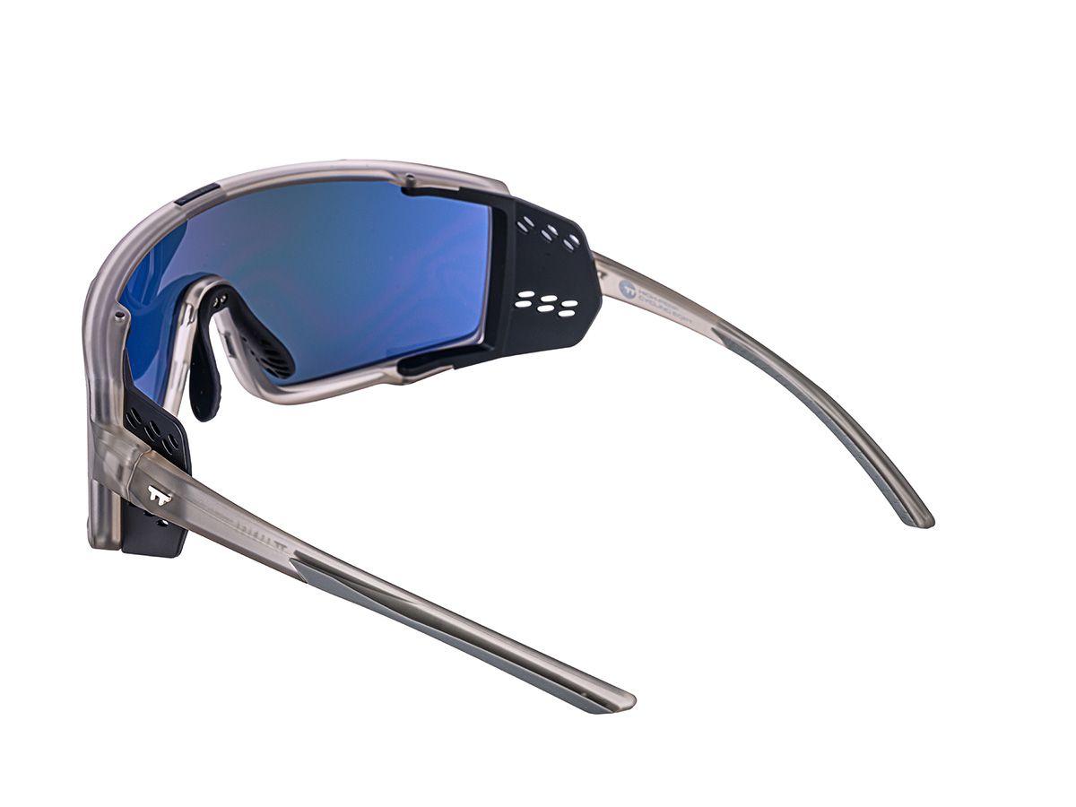 E-1 Cycling Sunglasses / Matte Grey / Mirror Blue Lens (CAT3)